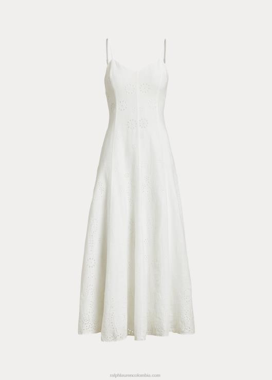 vestido de lino con bordado de ojales mujerRalph Lauren 2XR2V3927