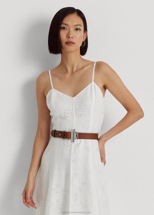 vestido de lino con bordado de ojales mujerRalph Lauren 2XR2V3927