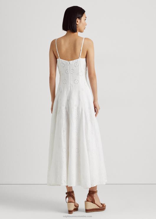 vestido de lino con bordado de ojales mujerRalph Lauren 2XR2V3927