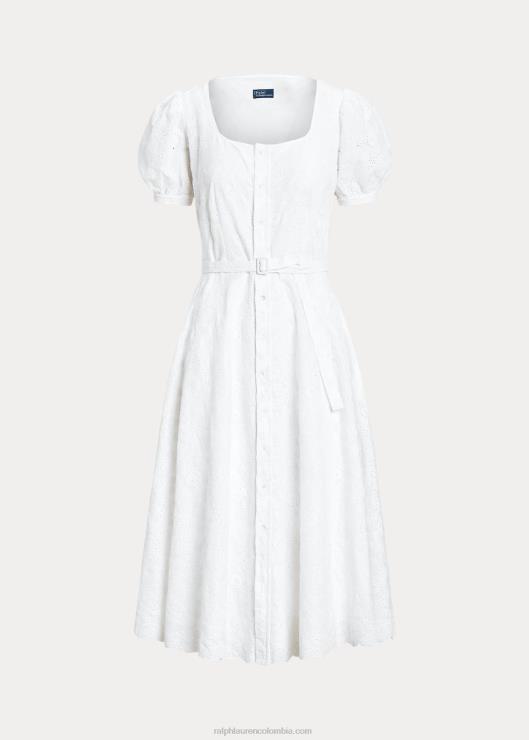 vestido de lino con bordado de ojales mujer blanco Ralph Lauren 2XR2V2991