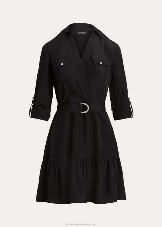 vestido de manga larga de crepé mujer negro Ralph Lauren 2XR2V9517