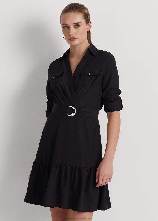 vestido de manga larga de crepé mujer negro Ralph Lauren 2XR2V9517