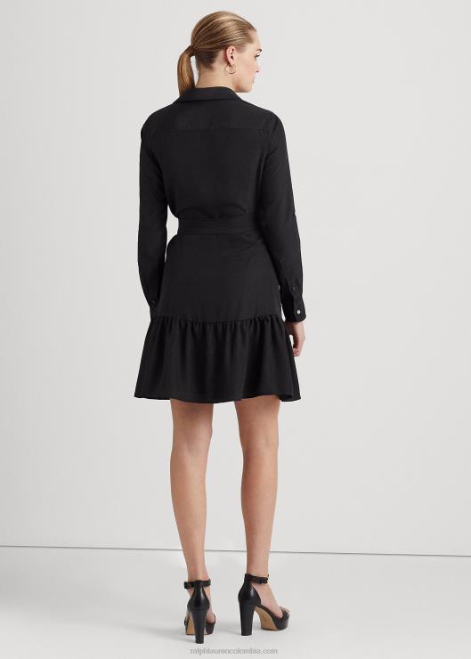 vestido de manga larga de crepé mujer negro Ralph Lauren 2XR2V9517