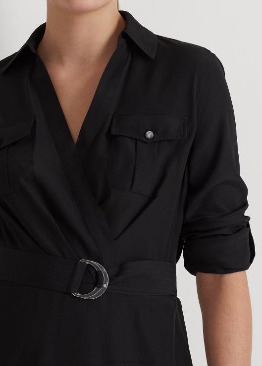 vestido de manga larga de crepé mujer negro Ralph Lauren 2XR2V9517