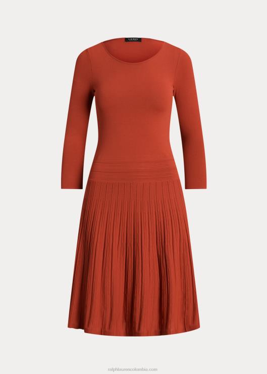 vestido de manga tres cuartos mujer piedra solar roja Ralph Lauren 2XR2V4291