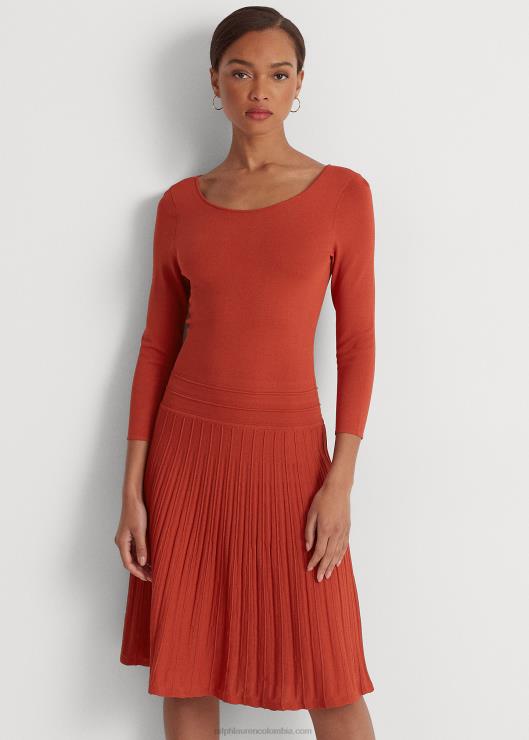 vestido de manga tres cuartos mujer piedra solar roja Ralph Lauren 2XR2V4291