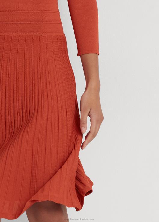 vestido de manga tres cuartos mujer piedra solar roja Ralph Lauren 2XR2V4291