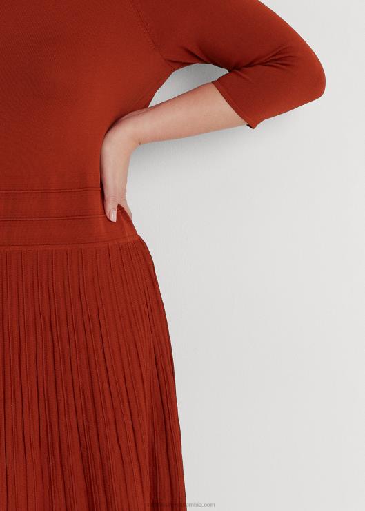 vestido de manga tres cuartos mujer piedra solar roja Ralph Lauren 2XR2V4518