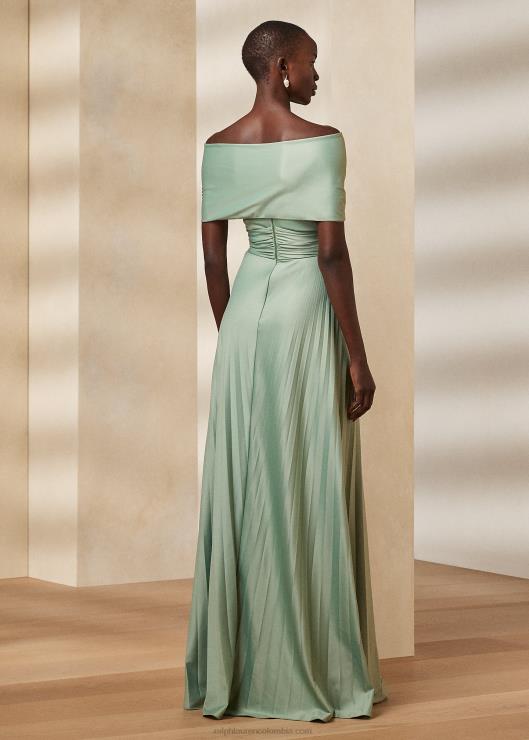 vestido de noche de jersey plisado merridan mujer salvia de primavera Ralph Lauren 2XR2V3522