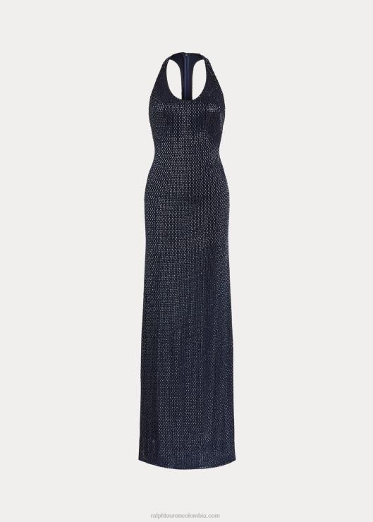 vestido de noche luanna de jersey con adornos mujer marina de lujo Ralph Lauren 2XR2V3520