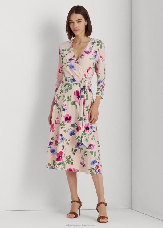 vestido de punto con sobrepelliz floral mujer rosa multi Ralph Lauren 2XR2V4106