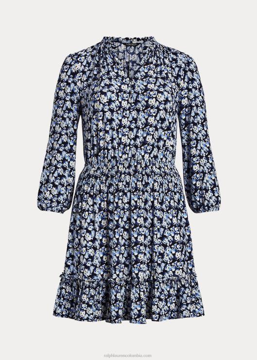 vestido de punto elástico floral mujer multi azul Ralph Lauren 2XR2V4680