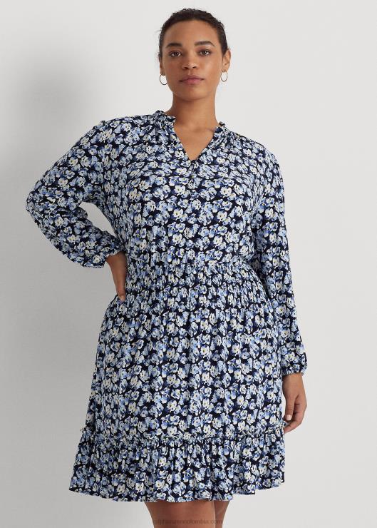 vestido de punto elástico floral mujer multi azul Ralph Lauren 2XR2V4680