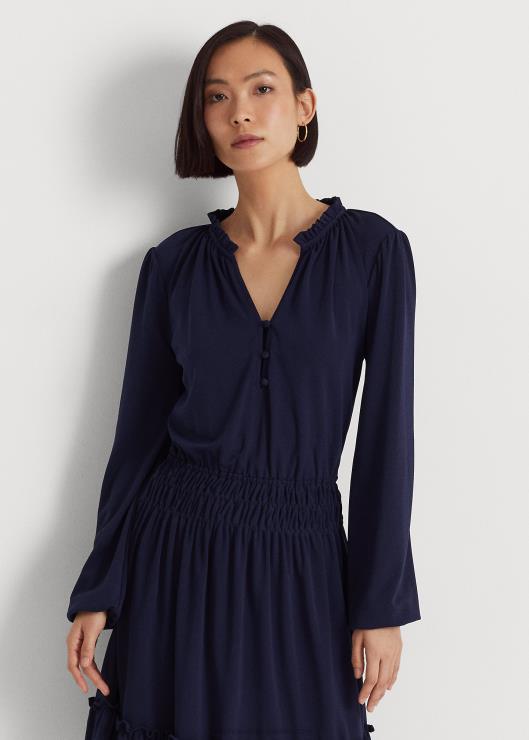 vestido de punto elástico mujer azul marino refinado Ralph Lauren 2XR2V4052