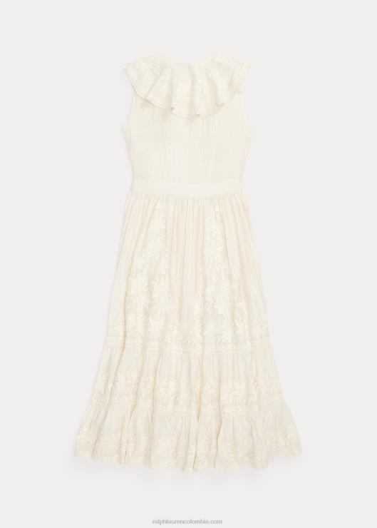 vestido de seda con bordado mujer natural/crema Ralph Lauren 2XR2V3625