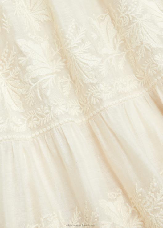 vestido de seda con bordado mujer natural/crema Ralph Lauren 2XR2V3625