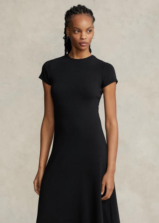 vestido estilo camiseta en mezcla de algodón stretch mujer negro Ralph Lauren 2XR2V2911