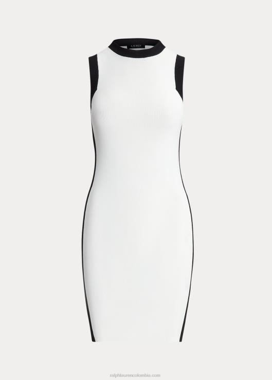 vestido estilo jersey sin mangas de dos tonos mujer blanco negro Ralph Lauren 2XR2V3843