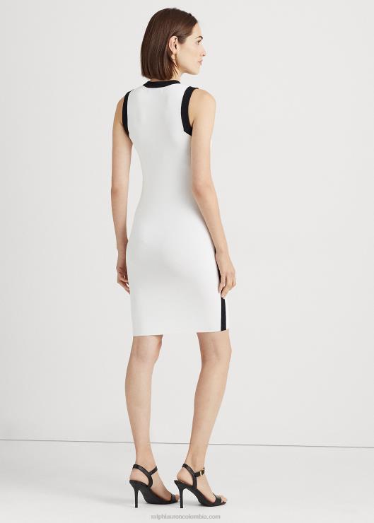 vestido estilo jersey sin mangas de dos tonos mujer blanco negro Ralph Lauren 2XR2V3843