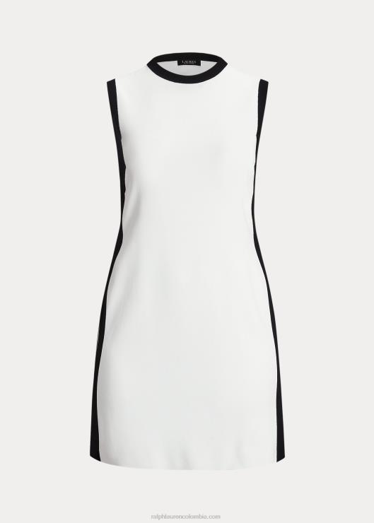 vestido estilo jersey sin mangas de dos tonos mujer blanco negro Ralph Lauren 2XR2V4571