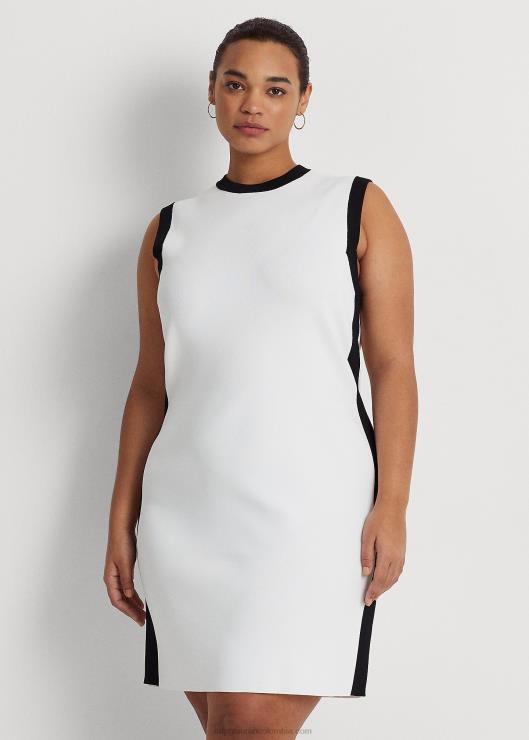 vestido estilo jersey sin mangas de dos tonos mujer blanco negro Ralph Lauren 2XR2V4571