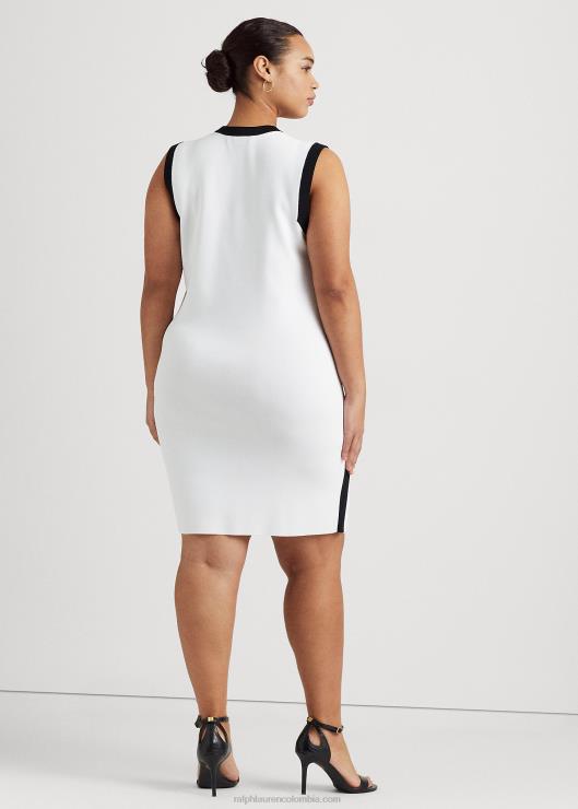 vestido estilo jersey sin mangas de dos tonos mujer blanco negro Ralph Lauren 2XR2V4571
