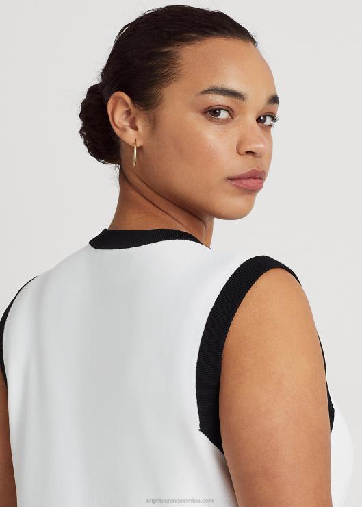 vestido estilo jersey sin mangas de dos tonos mujer blanco negro Ralph Lauren 2XR2V4571