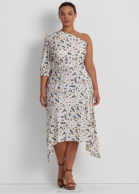 vestido floral de jersey elástico con un solo hombro mujer multi azul Ralph Lauren 2XR2V4693