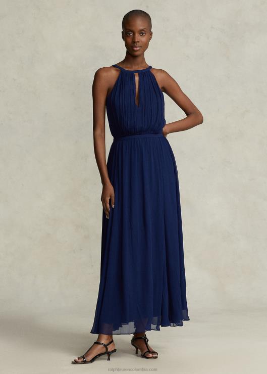 vestido halter de georgette arrugado mujerRalph Lauren 2XR2V3132