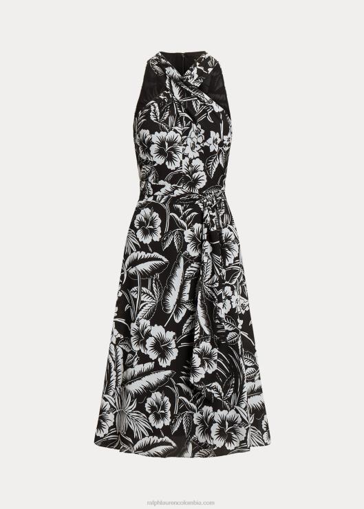 vestido halter de georgette floral mujer blanco negro Ralph Lauren 2XR2V4355