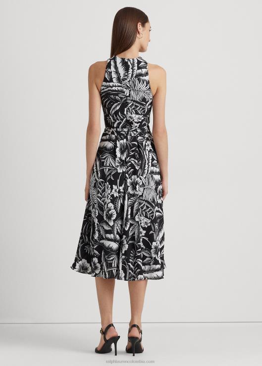 vestido halter de georgette floral mujer blanco negro Ralph Lauren 2XR2V4355
