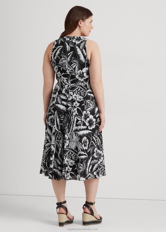 vestido halter de georgette floral mujer blanco negro Ralph Lauren 2XR2V4577