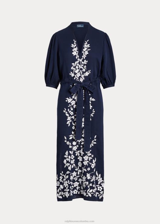 vestido largo de gasa con bordado floral mujer Marina de Newport Ralph Lauren 2XR2V3077