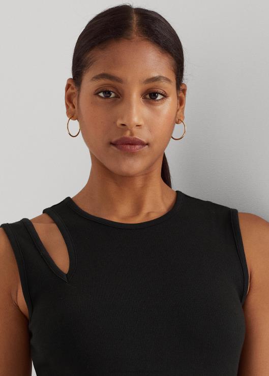 vestido midi sin mangas en mezcla de algodón mujer negro Ralph Lauren 2XR2V3907