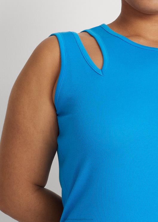 vestido midi sin mangas en mezcla de algodón mujer océano resplandeciente Ralph Lauren 2XR2V4552