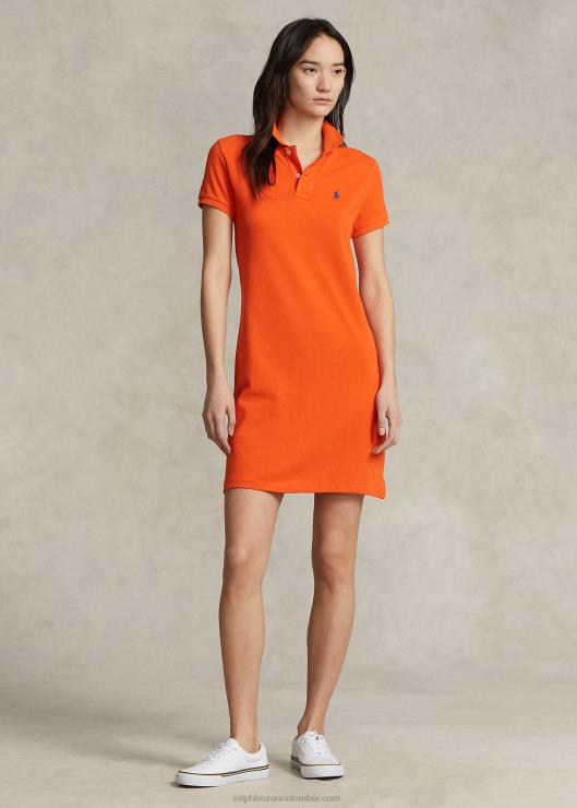 vestido polo de malla de algodón mujer vela naranja Ralph Lauren 2XR2V9249
