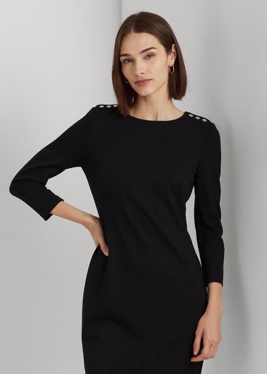 vestido ponte manga tres cuartos mujer negro Ralph Lauren 2XR2V4179