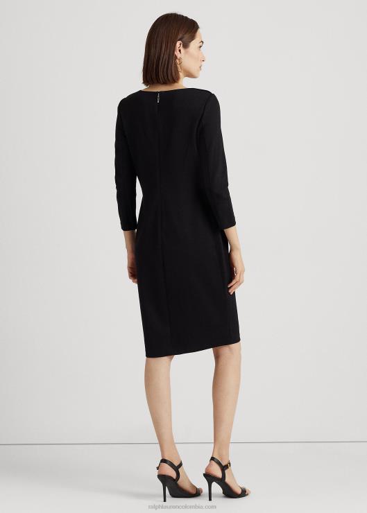 vestido ponte manga tres cuartos mujer negro Ralph Lauren 2XR2V4179