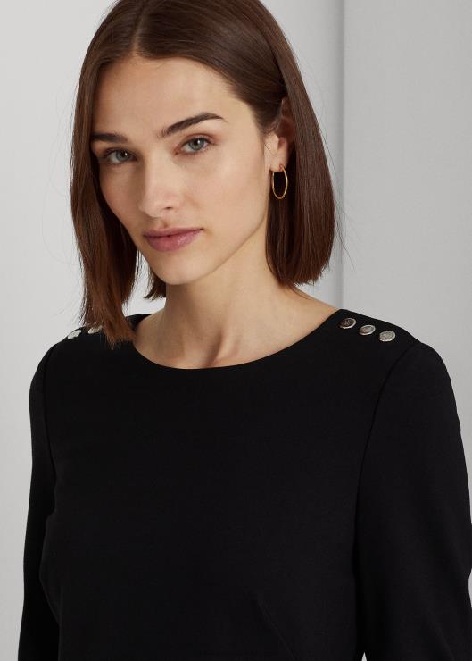 vestido ponte manga tres cuartos mujer negro Ralph Lauren 2XR2V4179