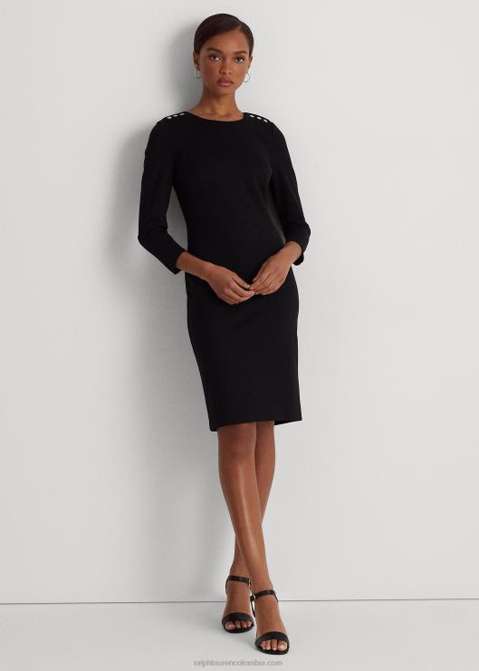 vestido ponte manga tres cuartos mujer negro Ralph Lauren 2XR2V4481