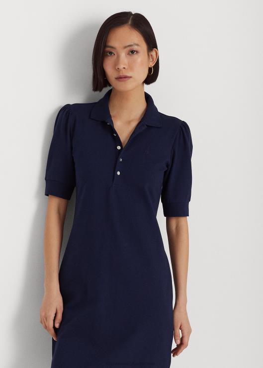 vestido recto con cuello mujer azul marino refinado Ralph Lauren 2XR2V4078