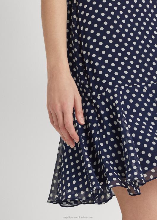 vestido sin mangas de gasa con lunares mujer azul marino/crema Ralph Lauren 2XR2V9419