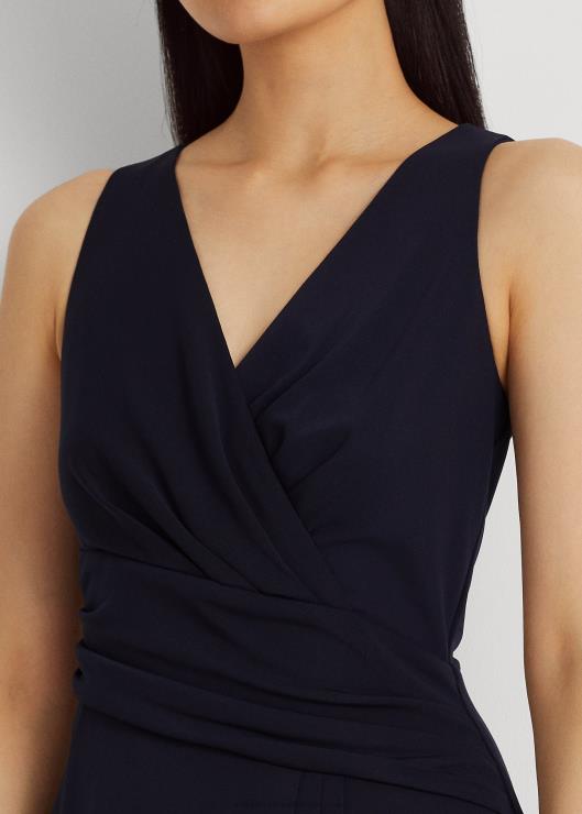 vestido sin mangas de jersey con sobrepelliz mujer faro azul marino Ralph Lauren 2XR2V4344