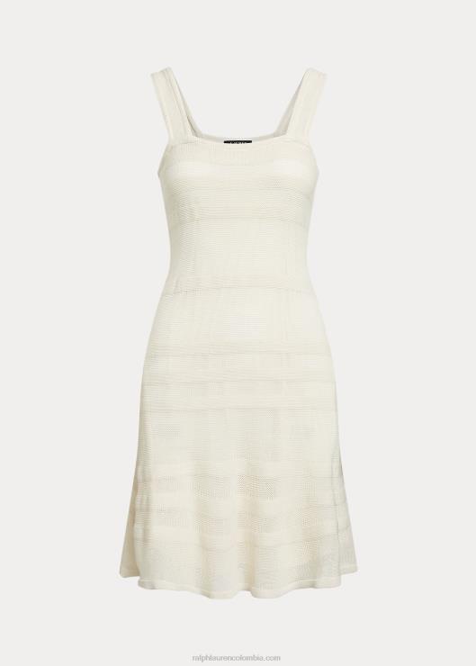 vestido tejido a rayas sin mangas mujer crema de mascarpone Ralph Lauren 2XR2V4086