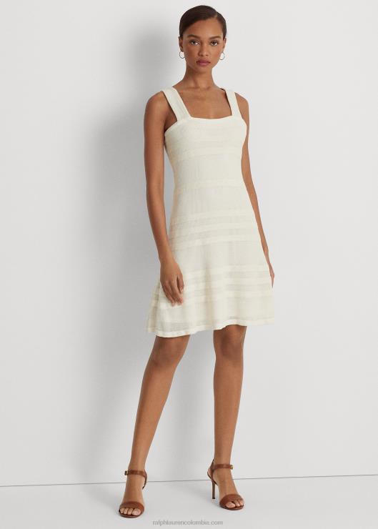 vestido tejido a rayas sin mangas mujer crema de mascarpone Ralph Lauren 2XR2V4086