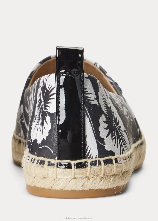 alpargata cameryn iii floral de piel mujer blanco negro Ralph Lauren 2XR2V5055