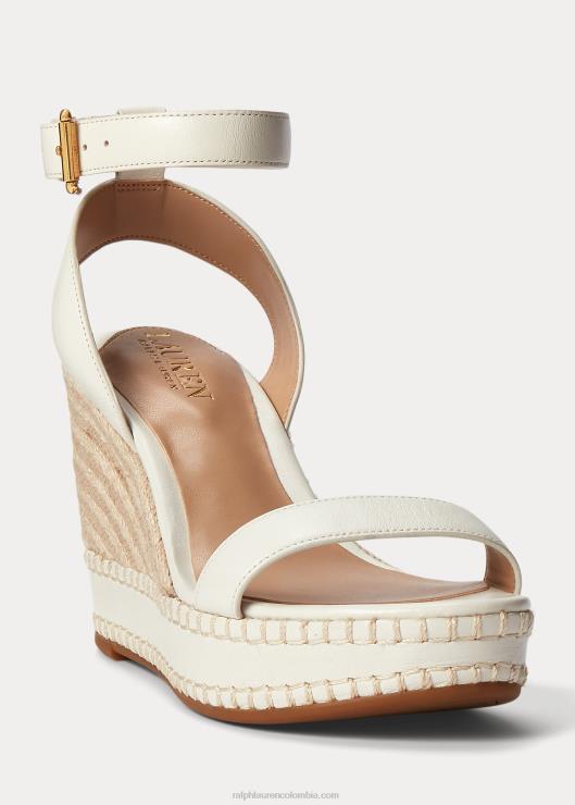 alpargata hilarie de piel mujer Blanco como la nieve Ralph Lauren 2XR2V5036