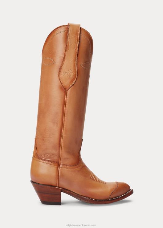 bota vaquera de cuero kiera mujer broncearse Ralph Lauren 2XR2V9637