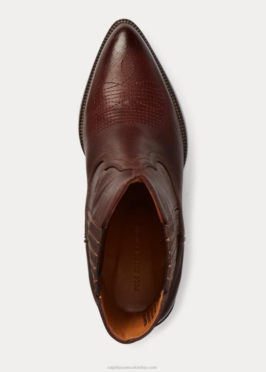 bota vaquera de cuero lowrey mujer coñac oscuro Ralph Lauren 2XR2V5121