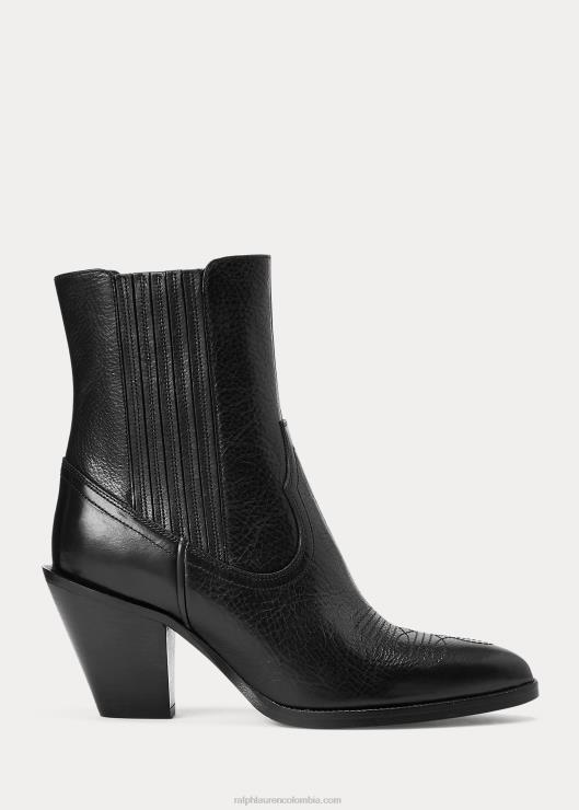 bota vaquera de cuero lowrey mujer negro Ralph Lauren 2XR2V5120
